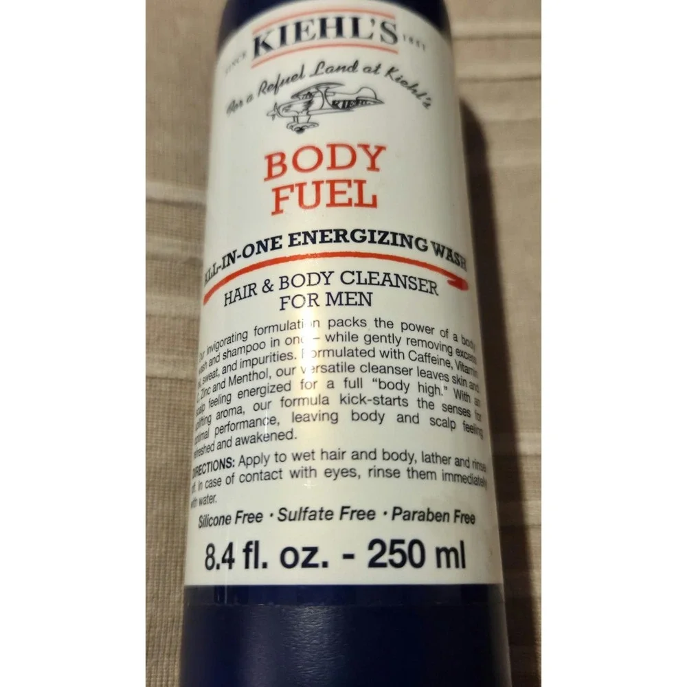 Kiehl's Body Fuel All-in-One Energizing Body Wash & Shampoo for Men 8.4oz Sealed
